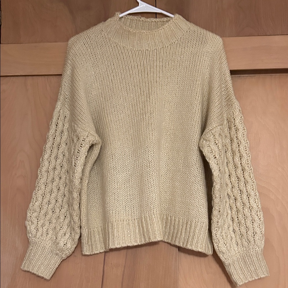 Forever 21 Cream Cable Knit Turtleneck Sweater